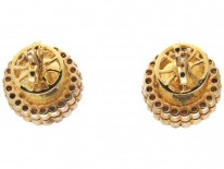18ct Gold Rose Diamond & Pearl Round Earrings