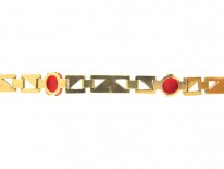 Art Deco 18ct Gold & Platinum & Coral Bracelet