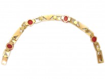 Art Deco 18ct Gold & Platinum & Coral Bracelet