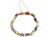 Edwardian Multi Gemstone 9ct Gold Bracelet