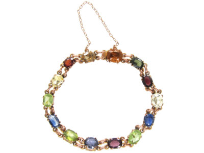 Edwardian Multi Gemstone 9ct Gold Bracelet