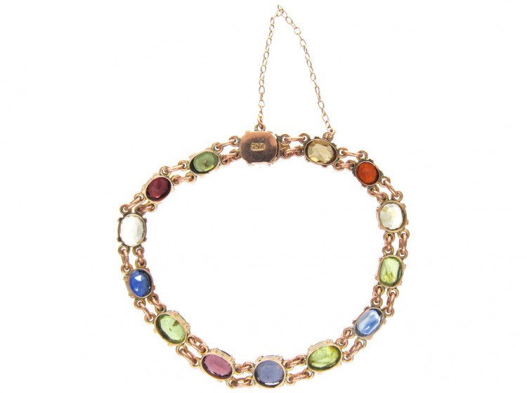 Edwardian Multi Gemstone 9ct Gold Bracelet