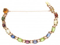 Edwardian Multi Gemstone 9ct Gold Bracelet