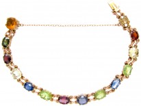 Edwardian Multi Gemstone 9ct Gold Bracelet
