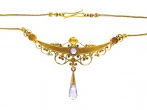 Victorian Etruscan Style Amethyst 18ct Gold Necklace