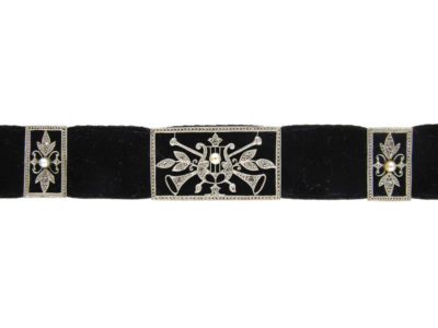 Diamond, Platinum & Natural Pearl Edwardian Choker with Musical Instruments