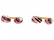 Enamel Shell 18ct Gold Cufflinks by Trianon