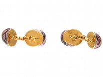 Enamel Shell 18ct Gold Cufflinks by Trianon