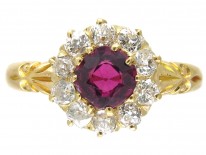 Edwardian Ruby & Diamond Cluster Ring