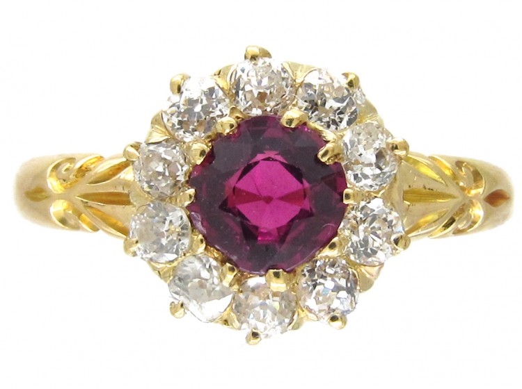 Edwardian Ruby & Diamond Cluster Ring