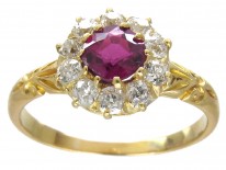 Edwardian Ruby & Diamond Cluster Ring