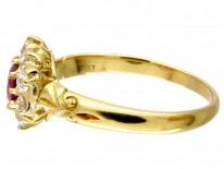 Edwardian Ruby & Diamond Cluster Ring