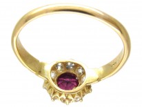 Edwardian Ruby & Diamond Cluster Ring