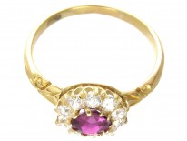 Edwardian Ruby & Diamond Cluster Ring