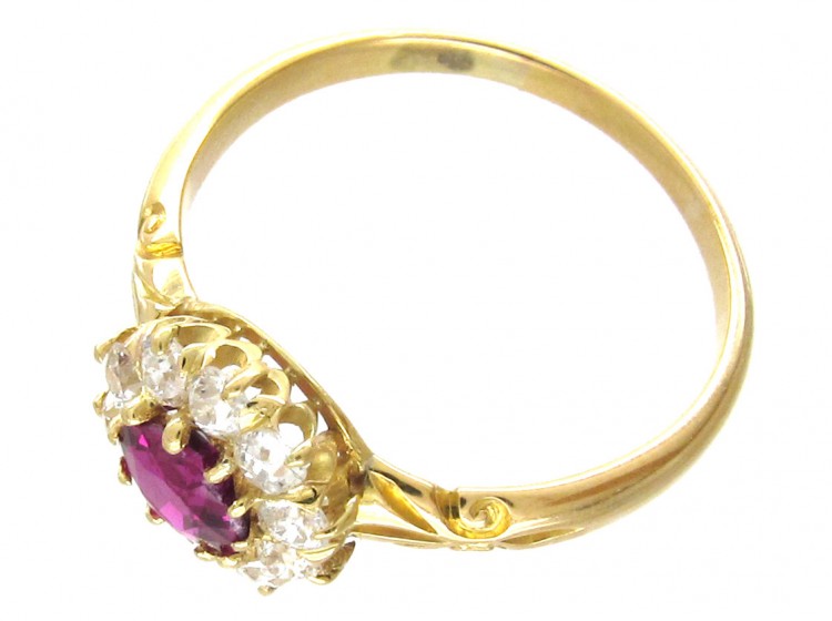 Edwardian Ruby & Diamond Cluster Ring