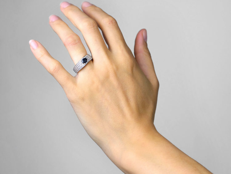 Diamond Studded & Sapphire Band Ring
