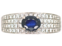 Diamond Studded & Sapphire Band Ring