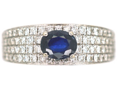Diamond Studded & Sapphire Band Ring