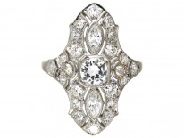 Art Deco Diamond Marquise Shaped Ring