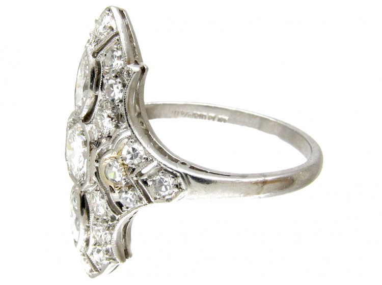 Art Deco Diamond Marquise Shaped Ring