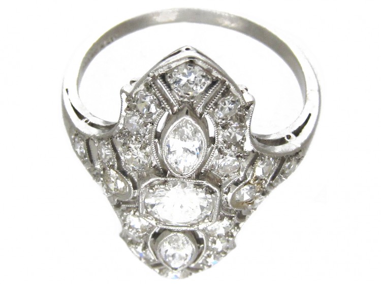 Art Deco Diamond Marquise Shaped Ring