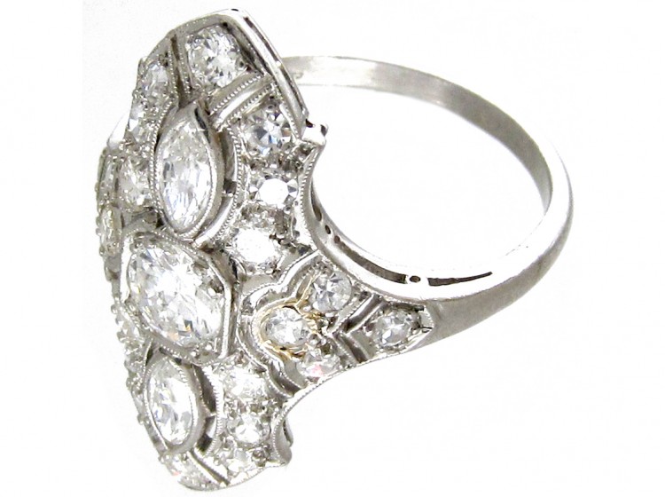 Art Deco Diamond Marquise Shaped Ring