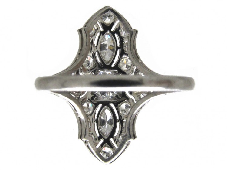 Art Deco Diamond Marquise Shaped Ring