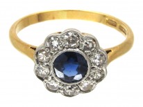Edwardian Sapphire & Diamond Cluster Ring