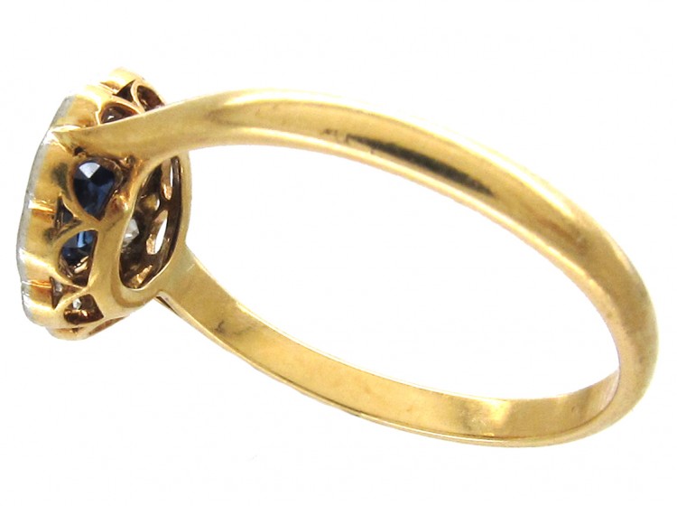 Edwardian Sapphire & Diamond Cluster Ring