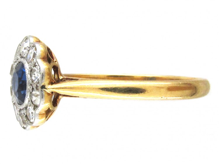 Edwardian Sapphire & Diamond Cluster Ring