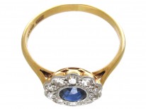 Edwardian Sapphire & Diamond Cluster Ring