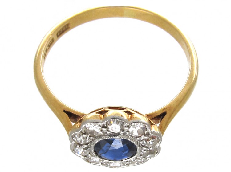 Edwardian Sapphire & Diamond Cluster Ring