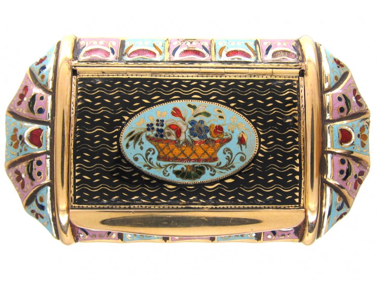 Early 19th Century Swiss Enamel Gold Box