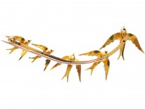Edwardian Large 15ct Gold Swallows Brooch