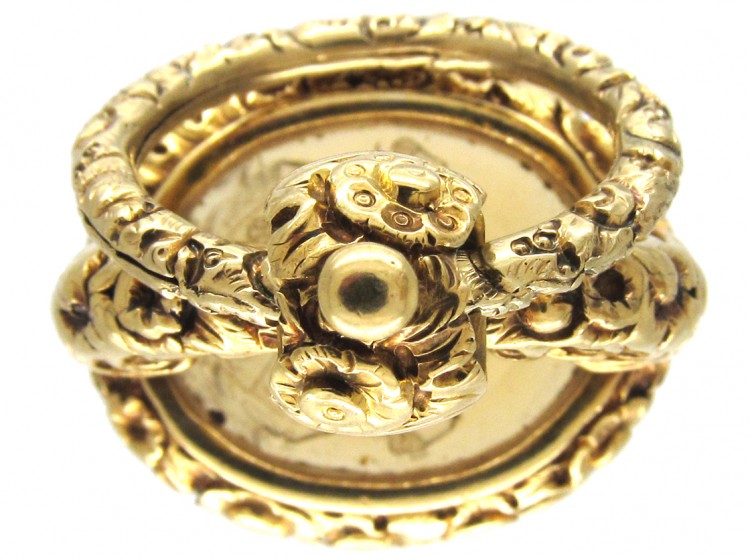 Large Regency Gold Seal with Citrine Intaglio of a Crest