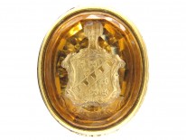 Large Regency Gold Seal with Citrine Intaglio of a Crest