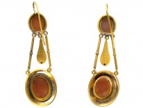 Neoclassical 15ct Gold Drop Cameo Earrings