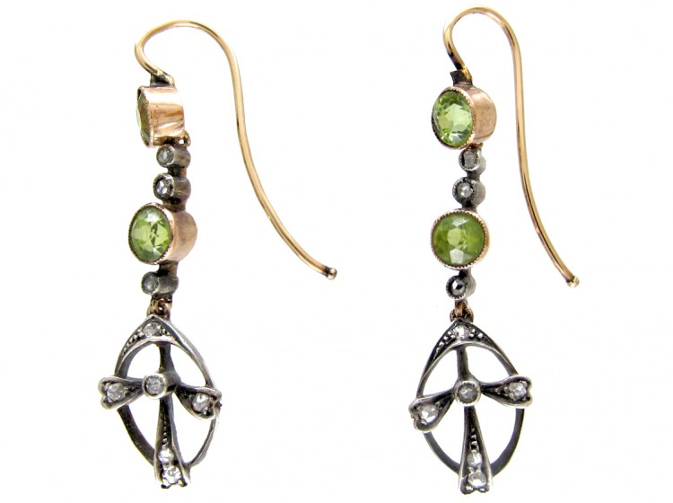 Edwardian Peridot & Diamond Drop Earrings