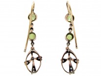 Edwardian Peridot & Diamond Drop Earrings