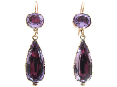 Georgian Foiled Amethyst Drop Earrings