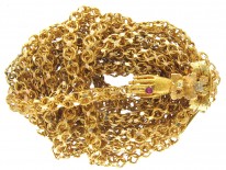 Georgian 18ct Gold Long Chain with Three colour Gold Hand Clasp