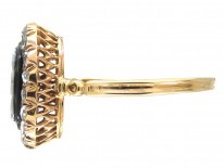 Victorian Sardonyx Pansy Ring with Diamond surround