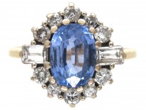 Sapphire & Diamond Oval Cluster Ring
