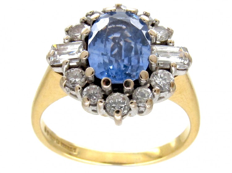 Sapphire & Diamond Oval Cluster Ring