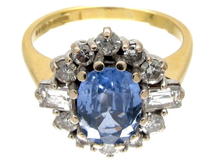 Sapphire & Diamond Oval Cluster Ring