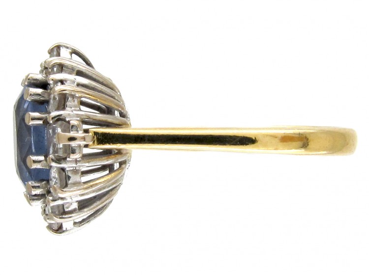 Sapphire & Diamond Oval Cluster Ring