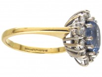 Sapphire & Diamond Oval Cluster Ring