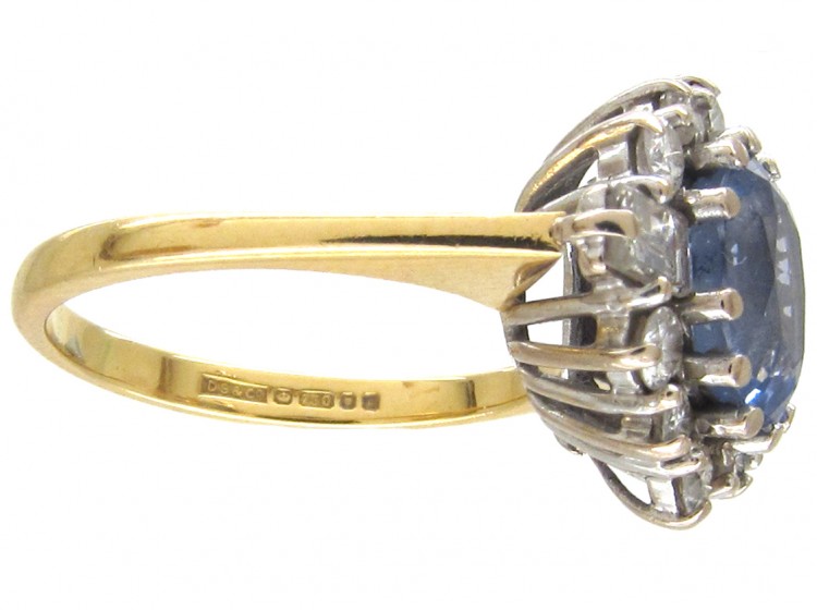 Sapphire & Diamond Oval Cluster Ring