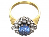 Sapphire & Diamond Oval Cluster Ring
