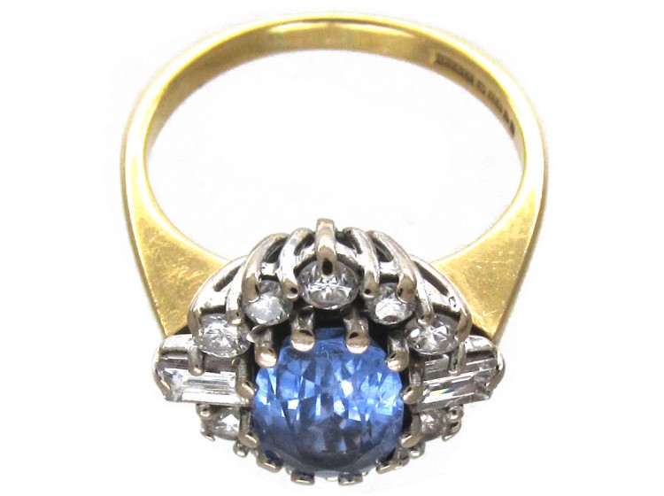 Sapphire & Diamond Oval Cluster Ring
